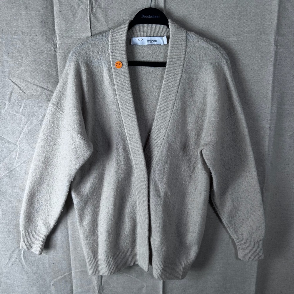 IRO Aelta Cardigan‎ Sweater Gray Wool Camel Hair Blend Open Front Small